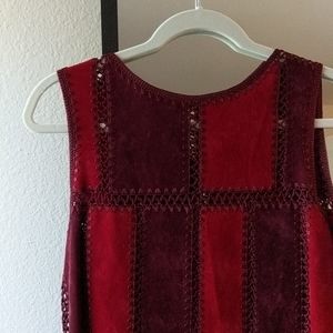 Sueded Patchwork Fringe Sleeveless Top